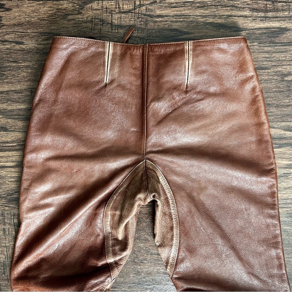 Brown Leather Lace-Up Pants - Picture 4 of 4